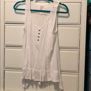 White red camel button down tank top